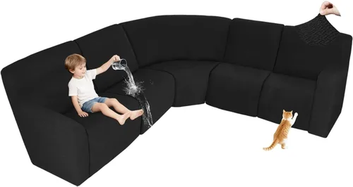 Vista 45 de ALIECOM Fundas 100% impermeables para sofá seccional reclinable, forma de L, elásticas, para esquina, funda para sofá seccional reclinable, lavable