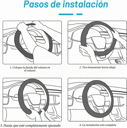 Vista 4 de Zpana Funda para volante de automóvil, de cuero elástico sin anillo interior, protector para volante de vehículo de 14.5 a 15 pulgadas, accesorios