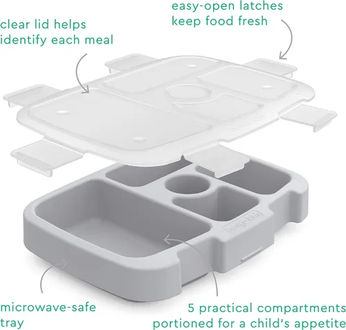 Vista 4 de Bentgo® Kids Prints Bandeja con Cubierta Transparente - Reutilizable, Sin BPA, Recipiente de Preparación de Comidas de 5 Compartimentos con Control