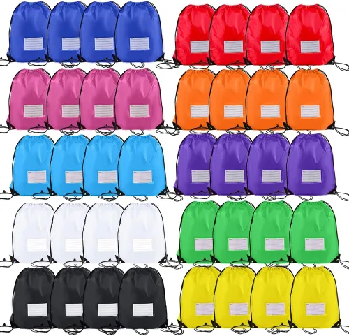 Vista 33 de CODOBON Paquete de 20 bolsas con cordón, mochila de cuerda de dibujo a granel, bolsa de bricolaje para gimnasio, deportes, bolsa para mujeres