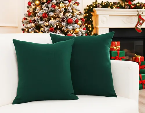 Vista 2 de Paquete de 2 fundas de almohada de algodón, decorativas, suaves, sólidas, para sofá, automóvil, dormitorio, primavera, Pascua, verano, 16 x 16
