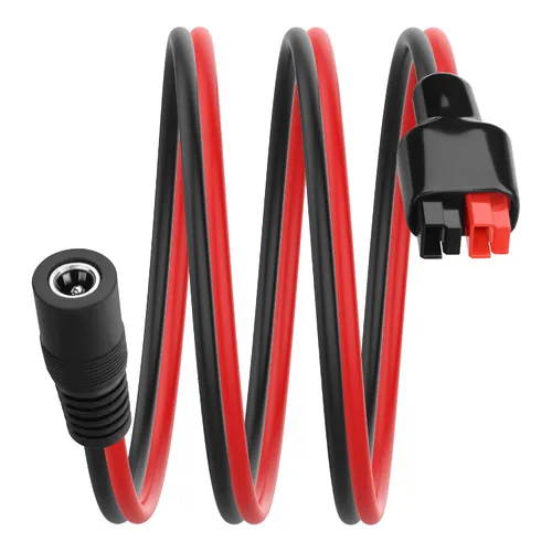 Vista 6 de Cable Anderson 30A a DC5521 macho (a conector macho 5521) 14AWG Anderson Conector a 0.2x0.1 in DC Cable adaptador de corriente macho para panel al