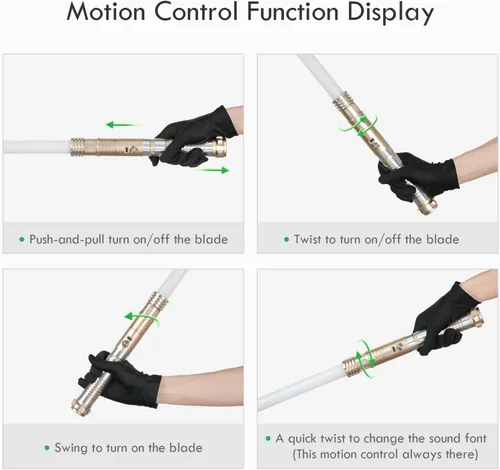 Vista 4 de CUSTOM SABER Sable de luz RGBX Smooth Swing, control de movimiento para encenderapagar la cuchilla, 16 fuentes de sonido, sable de luz, soporte