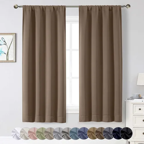 Vista 229 de Cortinas opacas para dormitorio, sala de estar, juego de 2 paneles de 54 pulgadas de largo, cortinas de oscurecimiento de habitación con aislamiento
