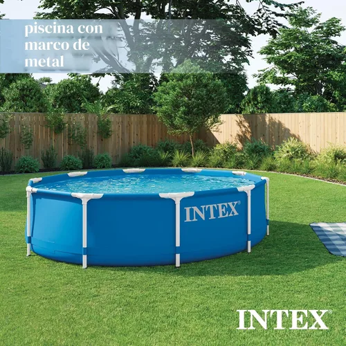 Vista 3 de INTEX 28201EH Juego de piscina sobre el suelo con marco de metal: 10 pies x 30 pulgadas - Incluye bomba de filtro de cartucho de 330 GPH