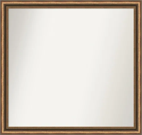 Vista 66 de Amanti Art Espejo de baño de bronce para sobre fregadero, 24 x 24 pulgadas, espejo de tocador cuadrado estrecho de bronce Manhattan, marco de madera