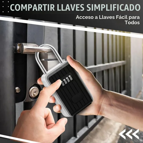 Vista 3 de Flexzion Caja de bloqueo de llaves – Caja de seguridad portátil para llaves al aire libre – Caja de bloqueo de combinación de código de 4 dígitos