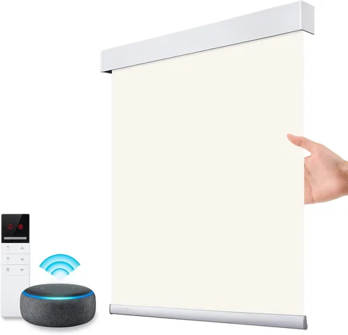 Vista 11 de ZSTARR Persianas opacas motorizadas con control remoto inteligente, persianas enrollables recargables inalámbricas para ventanas, oficina, hogar
