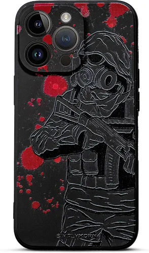 Vista 43 de SIMPLYMDRN Funda delgada para iPhone 12 Pro Max, diseño de guerrero, funda genial para hombres, funda de soldado de combate, delgada y flexible
