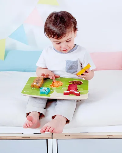 Vista 4 de Hape Forest Animal - Juego de rompecabezas táctil, multicolor, 5 x 2 pulgadas