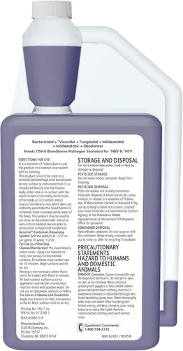 Vista 3 de VIREX Diversey II 256 04331. Disinfectant Cleaner Concentrate, Multi-Surface for Home & Commercial Use, Odor Control, Mint Scent, AccuMix Bottle, 32