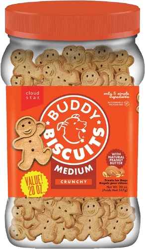 Vista 11 de Buddy Biscuits Golosinas crujientes para perros medianos, mantequilla de maní, tarro de 20 onzas (paquete de 2)