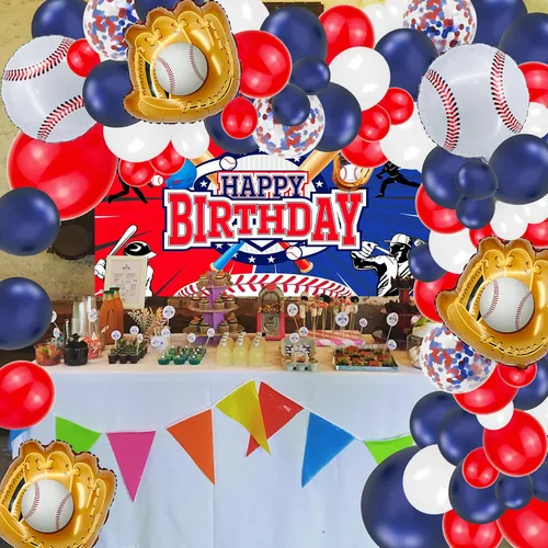 Vista 6 de Globos de fiesta de béisbol, globos de Mylar de aluminio de béisbol para decoración de fiesta de baby shower, guantes de béisbol, globos gigantes