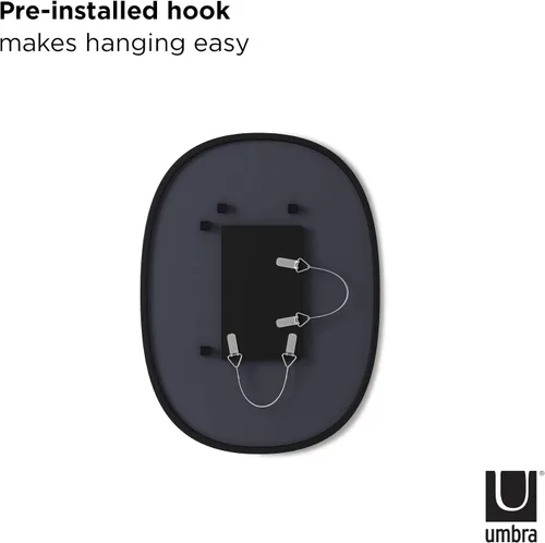 Vista 4 de [Usado] Umbra Hub Oval Wall Mirror with Rubber Frame, Modern Room Decor for Entryways, Washrooms, Living Rooms and More, Black