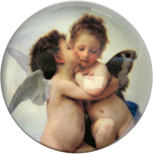 Vista 2 de Parastone - Pisapapeles de vidrio de media cúpula - Querubines Bouguereau Love and Psyche - 3" L x 3" W x 1 1/2" H pulgadas