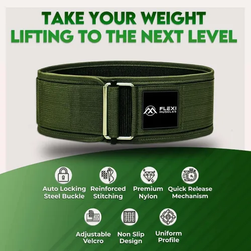 Vista 2 de Cinturón de levantamiento de pesas Quick Lock, soporte de espalda ajustable con hebilla de metal, ideal para levantamiento de pesas, entrenamiento