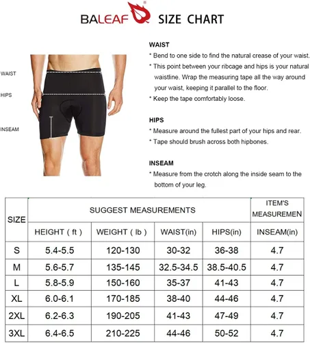 Vista 7 de BALEAF Men's Cycling Underwear 3D Padded Mountain Bike Shorts