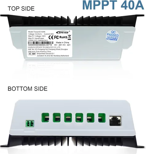 Vista 3 de EPEVER MPPT Controlador de carga solar 40A 12V 24V Tracer4210AN G3 + medidor remoto MT52 + kit Temp Senosr RTS para panel solar cargador regulador