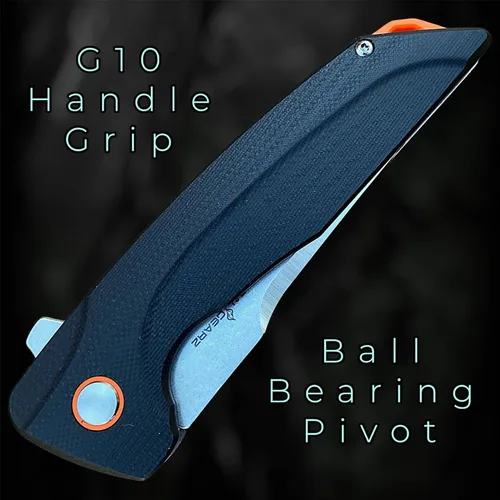 Vista 5 de TACTICAL GEARZ Cuchillo plegable de bolsillo para EDC, mango G10, hoja tanto de acero D2 (Orion)