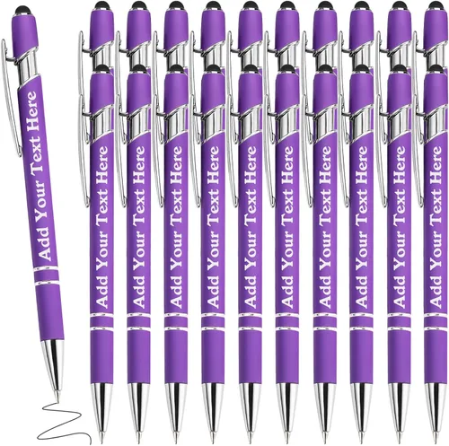Vista 86 de Bolígrafos personalizados a granel grabados personalizados con punta de lápiz capacitivo, bolígrafos personalizados de tinta negra, regalos