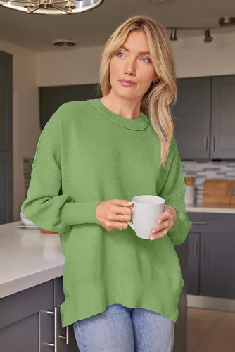 Vista 168 de Lillusory - Suéter extragrande con mangas de murciélago y cuello redondo para mujer, prenda moderna de otoño de tejido de punto sin botones