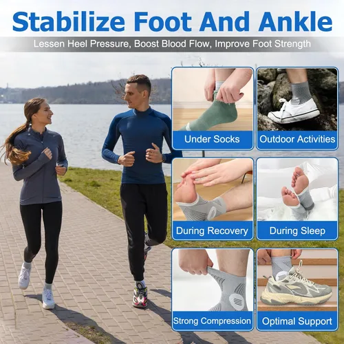 Vista 5 de 6 pares de calcetines para neuropatía - Sin dedos, alivio calmante, soporte para fascitis plantar y tendinitis de Aquiles (Pequeño)