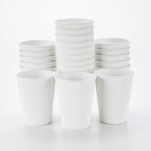 Vista 58 de Tazas para café de papel aislado, pared ondulada, kraft, 12 onzas - Caja de 25 unidades - tapas a juego: RWA0360B, RWA0360W, RWA0328LG, RWA0328GR