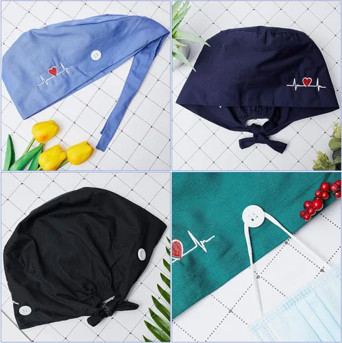 Vista 3 de SATINIOR Gorro de trabajo unisex con botones y banda ajustable para el sudor