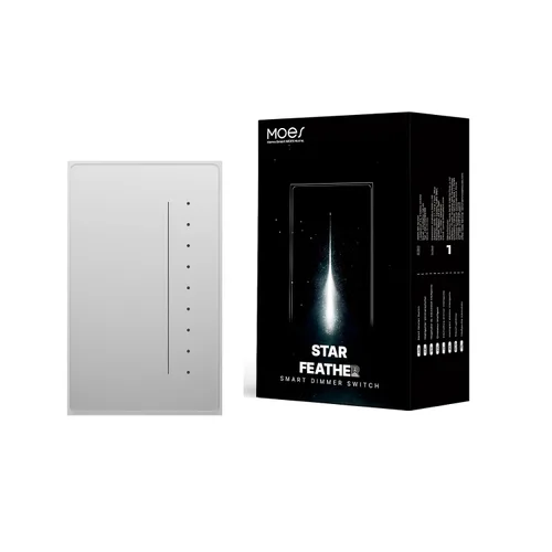 Vista 8 de MOES Full Touch WiFi Interruptor de luz inteligente cable neutro necesario, gris 1 banda Star Feather Anti-Glare Full Touch Panel; Works with