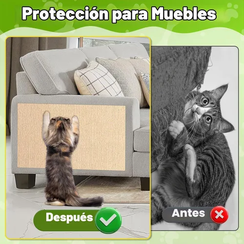 Vista 3 de ENONCI Protector de esquina de pared de sofá de 23.6 x 15.8 pulgadas para gatos de interior, protector de muebles antiarañazos contra arañazos