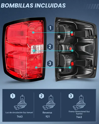 Vista 4 de Ensamble de luz trasera Nilight Compatible con Chevy Silverado 1500 2014 2015 2016 2017 2018 2019, 2500 HD 3500 HD, GMC Sierra 3500HD 2015-2019 Par
