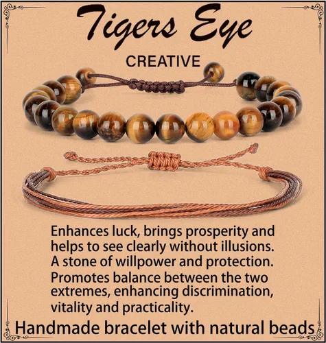 Vista 103 de LPBeads Pulsera de piedra natural hecha a mano de tamaño ajustable
