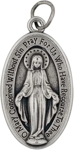 Vista 2 de Paquete de tres medallas milagrosas Metal plateado Ideal para joyas religiosas DIY Incluye anillos de salto Regalo católico para primera