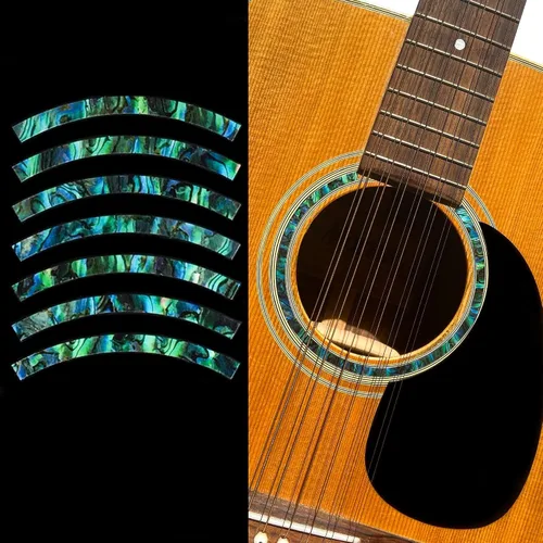 Vista 7 de Pegatinas con incrustaciones RS-244ST-BL Guitarras Acústicas - Roseta de Agujero de Sonido - Rayas - Azul Abulón