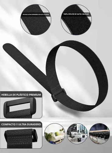 Vista 2 de Paquete de 24 correas de cable reutilizables de sujeción para cinchas, lazos de alambre (1 x 12 pulgadas), correas ajustables de gancho y bucle