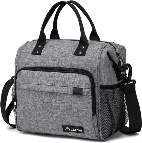 Vista 32 de TuErCao - Bolsa de almuerzo pequeña, ligera y aislada para mujer; para trabajo, portátil, suave enfriador para pícnic, viajes, viajes por carretera