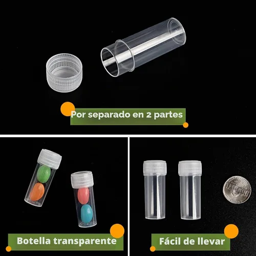 Vista 3 de 120 botellas de plástico de 0.2 fl oz para almacenamiento de viales, mini estuche de almacenamiento transparente con tapa, recipiente