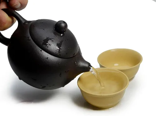 Vista 2 de Tetera china Yixing genuina arena negra Heijingang té Xishi ollas con cuerda 6oz mini