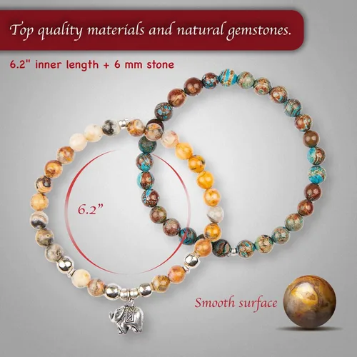 Vista 2 de Akitai - Pulseras de abalorios para mujer, pulseras curativas de cristal natural para mujer, pulseras de cuentas de piedras preciosas ajustables