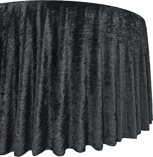 Vista 2 de YOUR CHAIR COVERS - Mantel redondo de terciopelo aplastado de 120 pulgadas para mesas redondas de 5 pies - Negro
