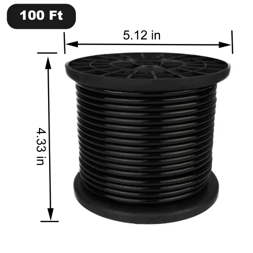 Vista 2 de Cuerda de alambre recubierta de vinilo negro de 100 pies, kit de luces para colgar, kit de barandilla de cable negro, balaustradas de bricolaje, 1/8