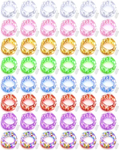 Vista 8 de Riakrum 25 luces LED de 10 pies con 30 luces LED a granel, color blanco cálido, impermeable, pequeñas luces LED parpadeantes para tarro estrellado