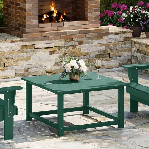 Vista 26 de WestinTrends Mesa de café de patio cuadrada de HDPE Malibu para exteriores de bajo perfil, marrón oscuro