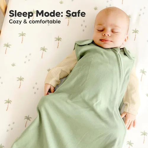 Vista 7 de Paquete de 2 sacos de dormir orgánicos para bebé, 100% algodón 0.5TOG (aguacate, 0-6 meses) Soft Breathable, Baby Wearable Blanket, Toddler