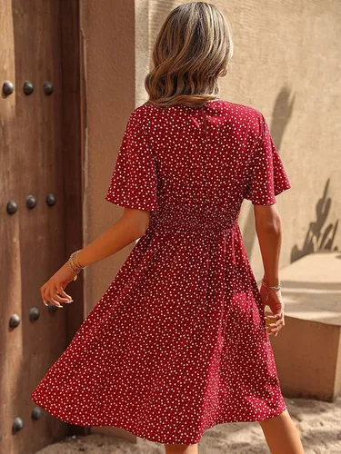 Vista 2 de Floerns Vestido midi acampanado con estampado de corazón de confeti y manga de mariposa