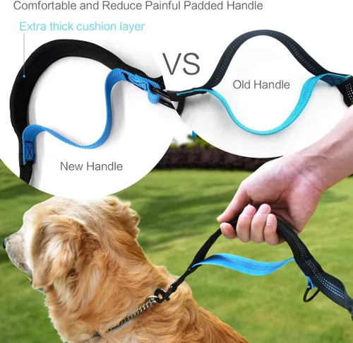 Vista 5 de Uppetly Correa de correr para perros manos libres con cinturón ajustable, cuerda elástica de doble asa retráctil para perros pequeños y medianos