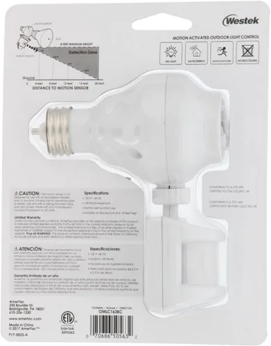 Vista 9 de Westek OMLC3BC-4 OMLC163BC Control de luz con detección de movimiento, blanco