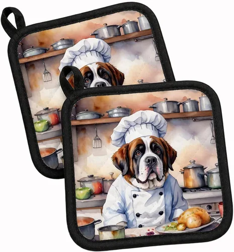 Vista 166 de Caroline's Treasures Coton de Tulear El Chef Par de Agarraderas de Ollas de Cocina Resistentes al Calor Juegos de Agarraderas de Ollas Almohadillas