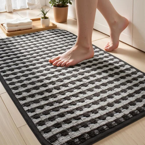 Vista 14 de Tapetes de baño antideslizantes delgados para debajo de la puerta, tapetes de baño de secado rápido absorbentes con respaldo de goma trenzado
