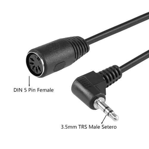Vista 2 de SinLoon Cable DIN hembra de 5 pines, DIN de 5 pines a 90 grados 0.138 in (1/8 pulgadas), cable de audio estéreo TRS macho para sistema B & O
